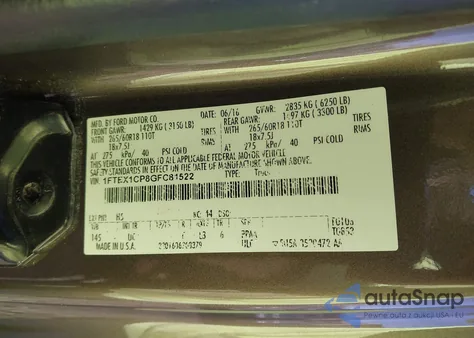 2016 Ford F-150 Xlt from USA, damaged, VIN 1FTEX1CP8GFC81522